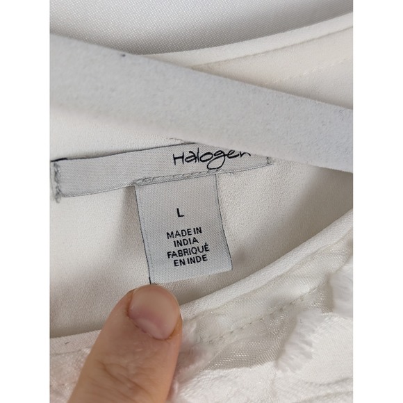 Halogen White Floral Lace Sheer Tank Top Womens L Layered Dainty Coquette Fairy - Picture 6 of 11